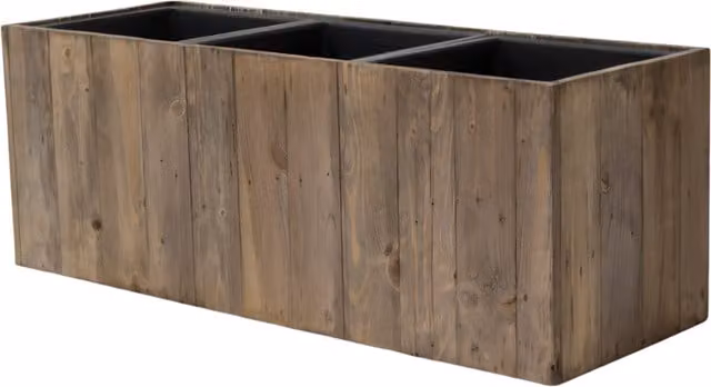 Primrose Fitzgerald Wooden 3-Part Trough Planter with Inserts in Brown