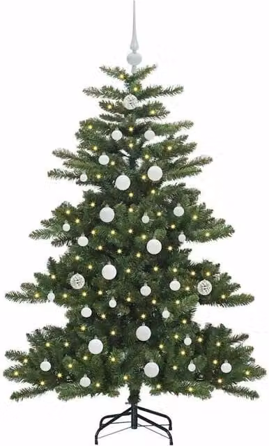 Berkfield Home Elegant Artificial Hinged Christmas Tree with 150 LEDs, Green, Height: 150 cm