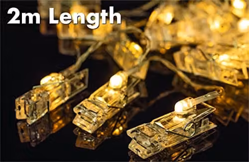 Netagon LED Battery Powered Clip String Lights in Warm White and Transparent – 2
