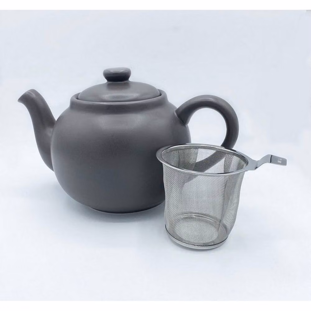 GM Garden and Home Black Stoneware and Stainless Steel Teapot with Infuser, 1.5 l – 2