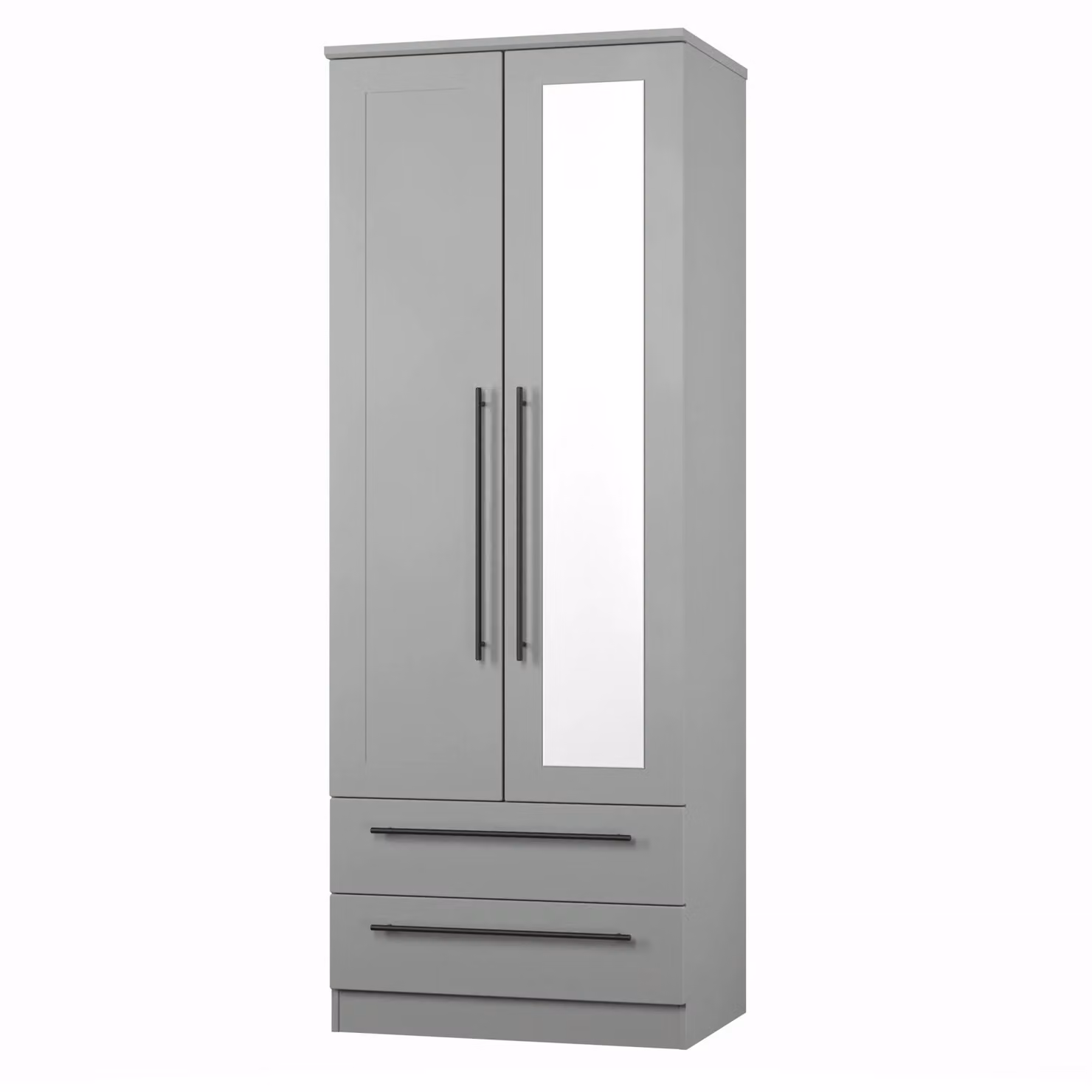 2 U Howard Tall 2 Door Mirrored Wardrobe with 2 Drawers in Dark Grey – 2