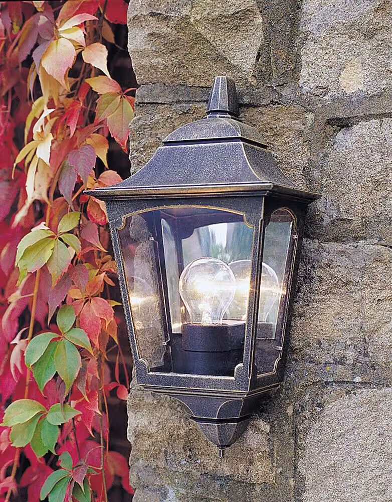 Loops Black Outdoor IP44 Half Lantern Wall Light with E27 LED Bulb Compatibility – 2