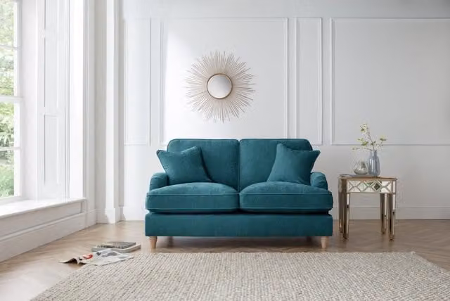 The Great Sofa Company Orla 2 Seater Fabric Sofa in Manhattan Ice Emerald Green