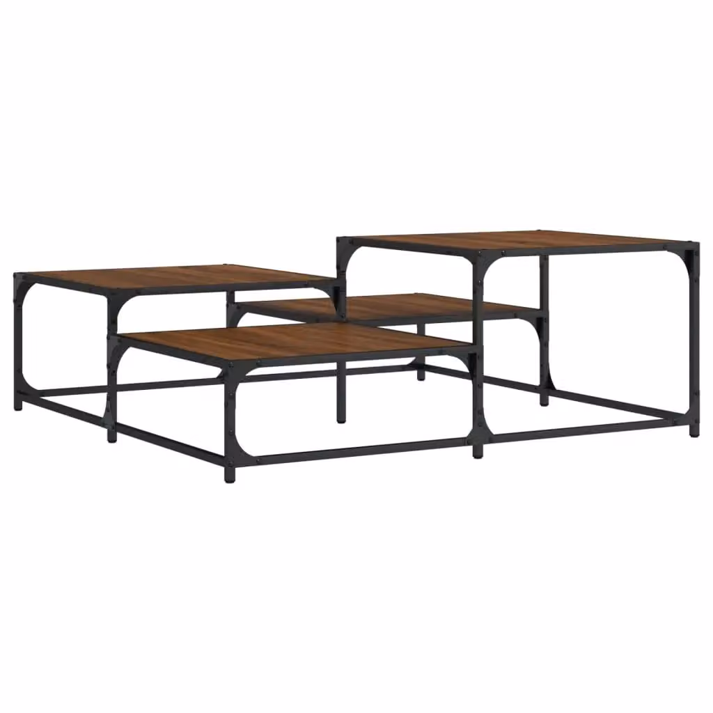 Berkfield Home Square Coffee Table in Brown Oak, W/D/H: 107 x 107 x 40 cm – 2