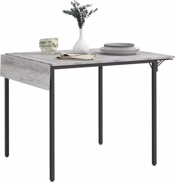 HOMCOM Grey Folding Drop Leaf Dining Table for 2-4 People