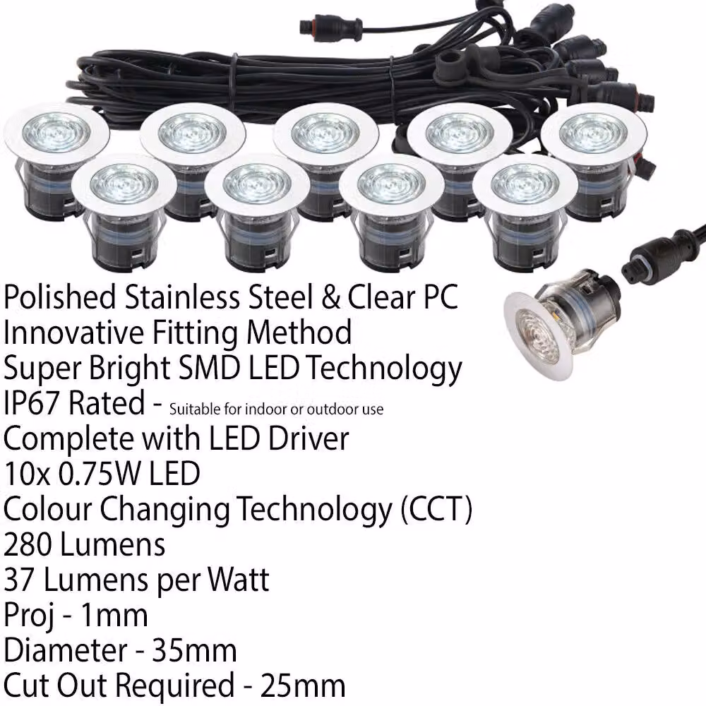 Loops IP67 Outdoor LED Decking Plinth Lights, Silver and Transparent, Colour Changing, W/D/H: 7.5 x 3.5 x 3.5 cm – 2