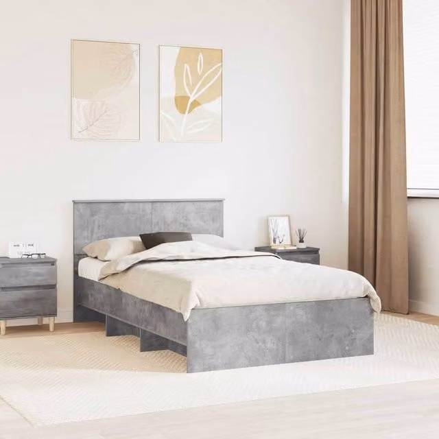 Berkfield Home Modern Bed Frame in Grey Engineered Wood W/D/H: 120 x 123 x 123 cm