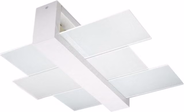 Sollux Lighting FeniKS Scandinavian Ceiling Lamp, White and Wood, H x W x D: 12 x 43 x 43 cm