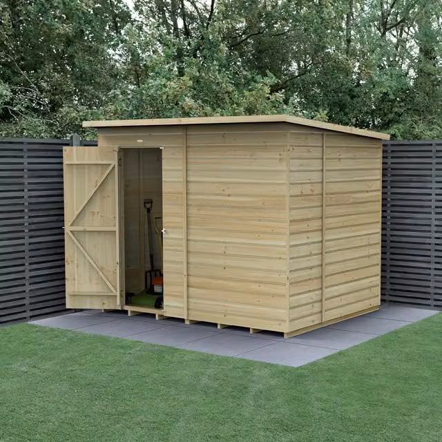 Beckwood Forest Garden Pent Shed in Beige with Window and Foundation