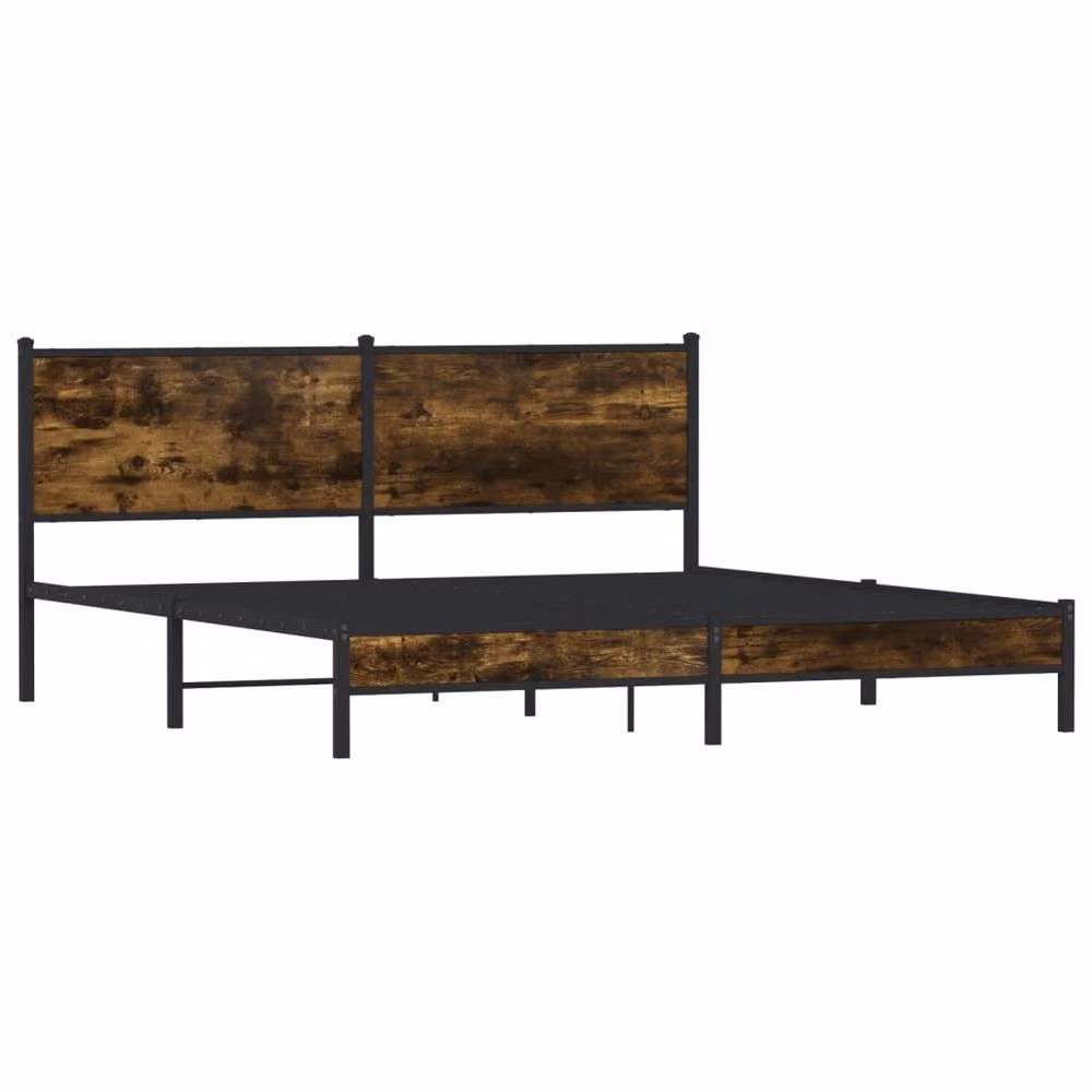 Berkfield Home Metal Bed Frame in Smoked Oak Brown, W: 160 cm, L: 200 cm – 3