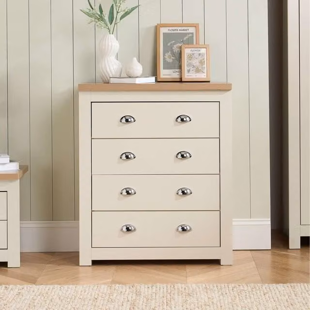 Birlea Modern Oak and Cream Wood Bedroom Chest