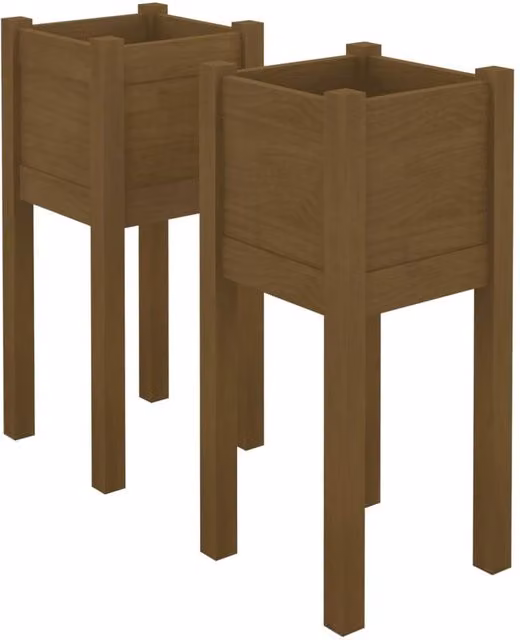 Berkfield Home Garden Planters, 2 Pack, Brown Solid Wood, W/D/H: 31 x 31 x 70 cm