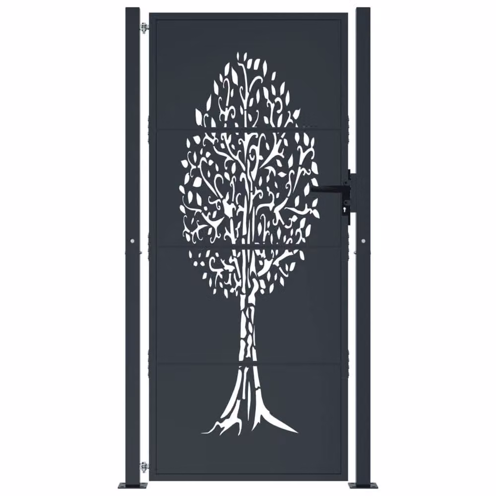 Berkfield Home Steel Garden Gate in Anthracite Grey, W: 105 cm, H: 180 cm – 3