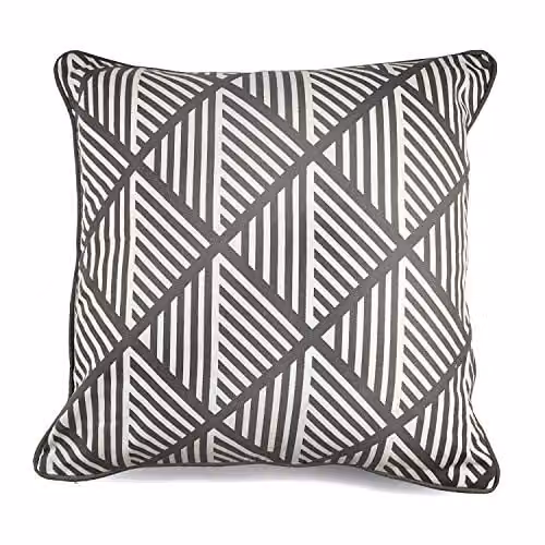 Fusion Brooklyn 100% Cotton Graphic Print Square Filled Cushion in Grey, W/D/H: 43 x 43 x 43 cm