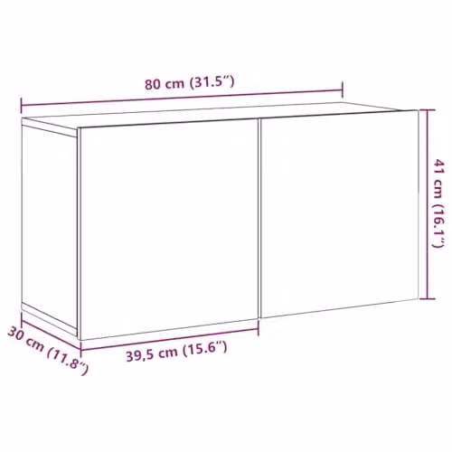 vidaXL Wall-mounted Rustic TV Cabinet in Brown Old Wood, W/D/H: 80 x 30 x 41 cm – 3