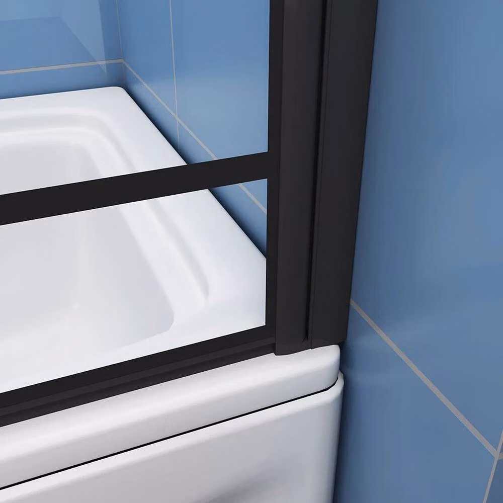 NESTLUNE Pivot Rectangular Glass Shower Screen with Matt Black Frame, W: 80 cm, H: 140 cm – 3