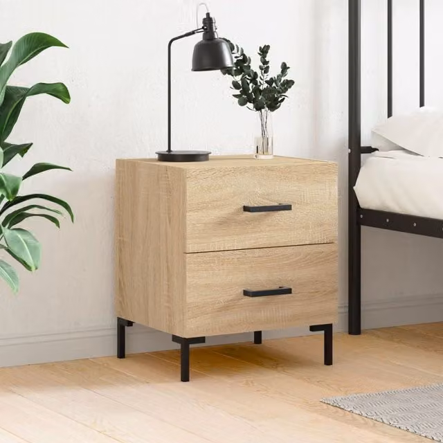 Berkfield Home Sonoma Oak Bedside Cabinet in Brown, W: 40 cm, D: 35 cm, H: 47.5 cm