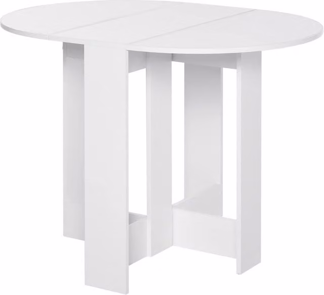 HOMCOM White Modern Folding Drop Leaf Dining Table