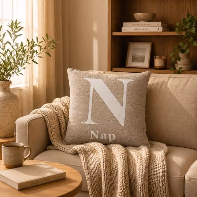 Orsina Nap Words Black and Natural Chenille Square Cushion – 3