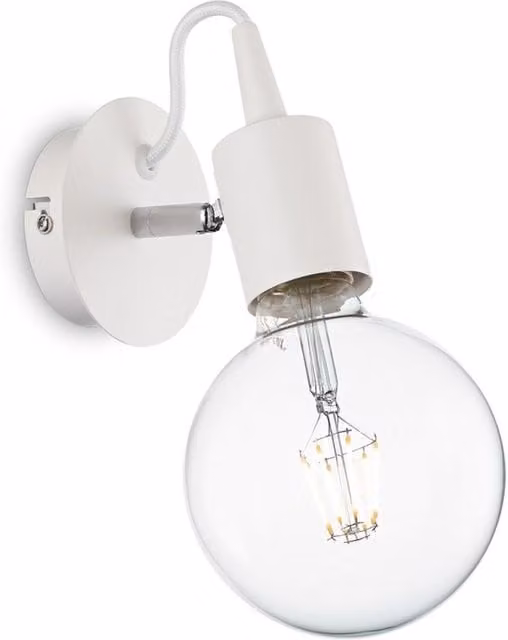 Ideal Lux Edison Single Light Wall Lamp in White with E27 Glass Sphere