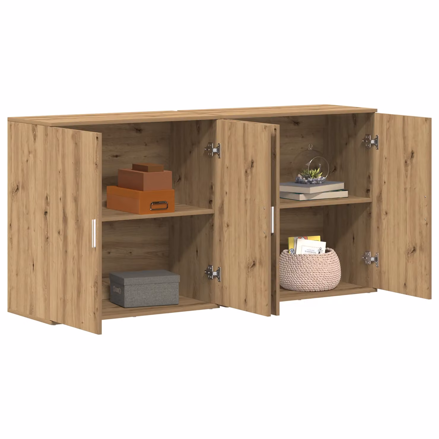 Berkfield Home Artisan Oak Sideboards, 2 Piece Set in Brown, W/D/H: 79 x 38 x 80 cm – 2
