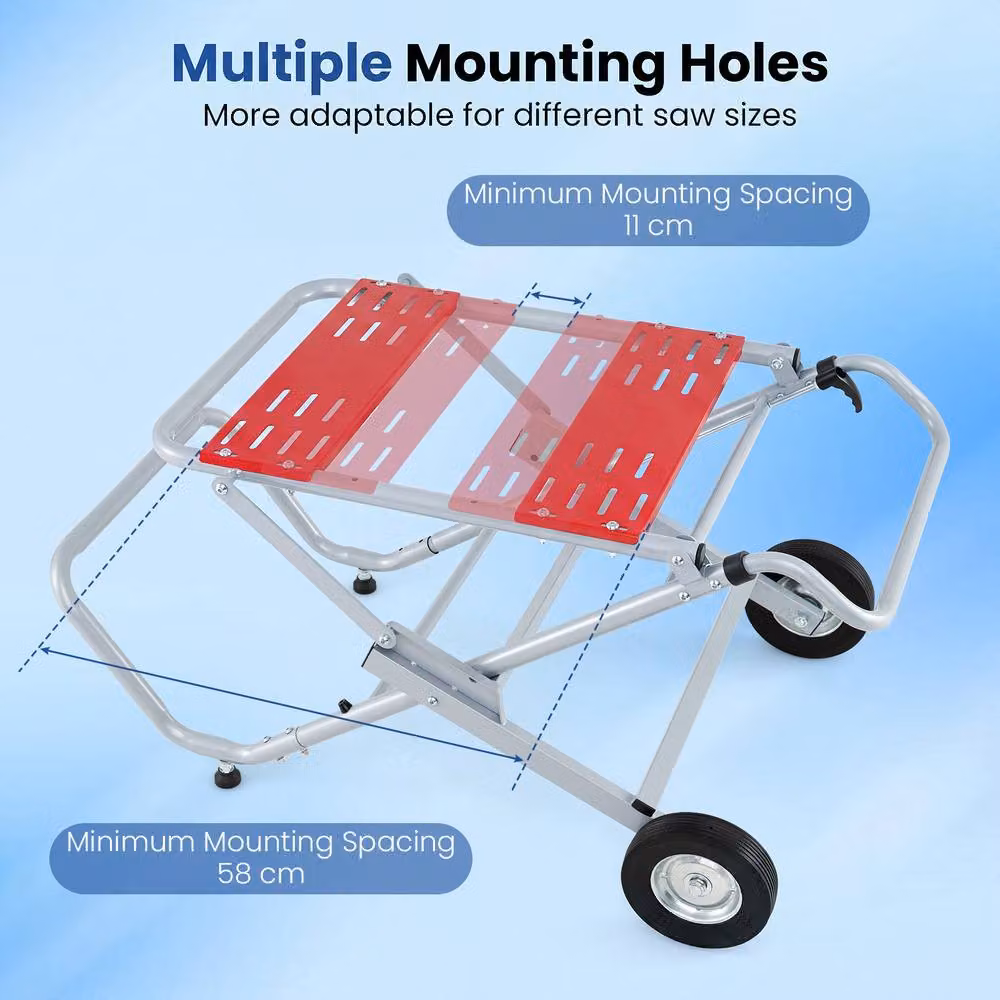 Costway Portable Table Saw Stand with Rollable and Foldable Metal Base in Red – 2