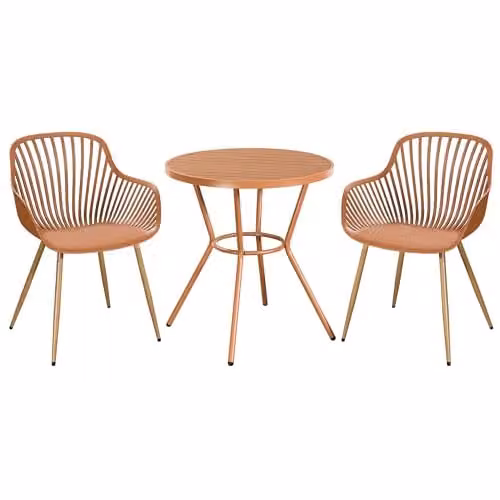 Core Products 3-Piece Bistro Garden Set with Round Metal Table and Two Sunray Armchairs – 1