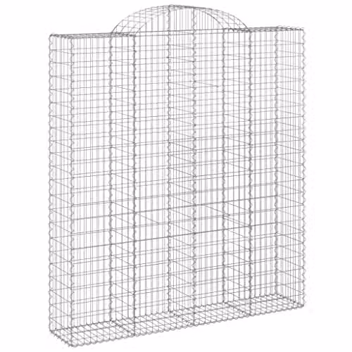 vidaXL Set of 5 Arched Gabion Baskets in Silver Galvanised Steel, W: 200 cm, D: 50 cm, H: 220/240 cm