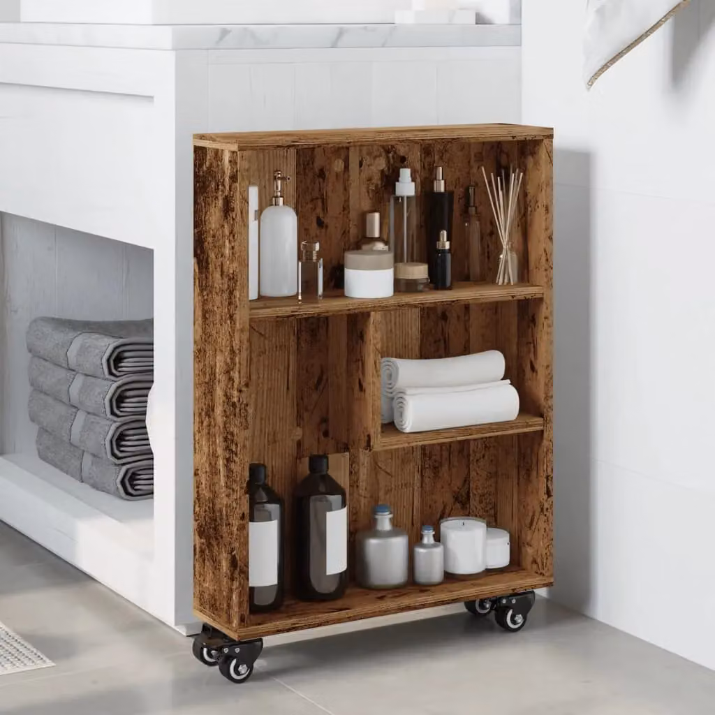 Berkfield Home Narrow Storage Trolley in Old Wood Brown, W/D/H: 48 x 13 x 68 cm – 3