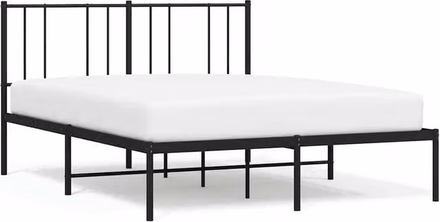 Berkfield Home Metal Bed Frame with Headboard in Black, W/D/H: 140 x 190 cm