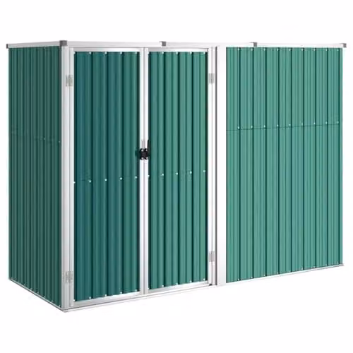 vidaXL Large Galvanised Steel Garden Tool Shed in Green, W/D/H: 225 x 161 x 89 cm – 1