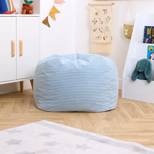 ICON Blue Corduroy High Rest Beanbag for Children with Removable Cover