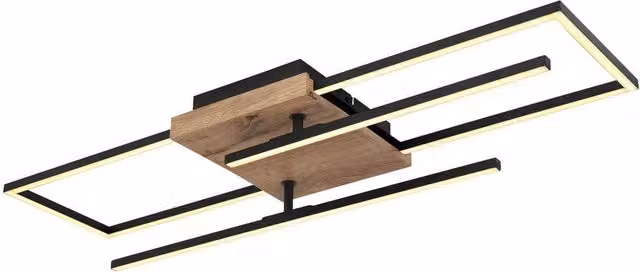 Netlighting Kendra Modern Rectangular Semi Flush Ceiling Light, Matt Black, W: 80 cm, D: 20 cm, 2x LED 3000K Warm White