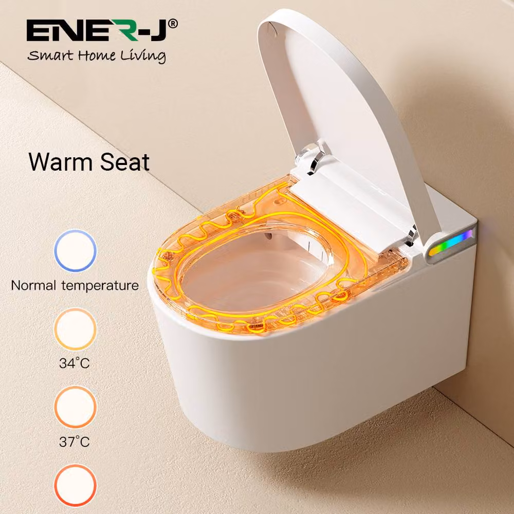 ENER-J Wall Hung Smart Bidet Toilet with Auto Lid and Heated Seat, White – 4