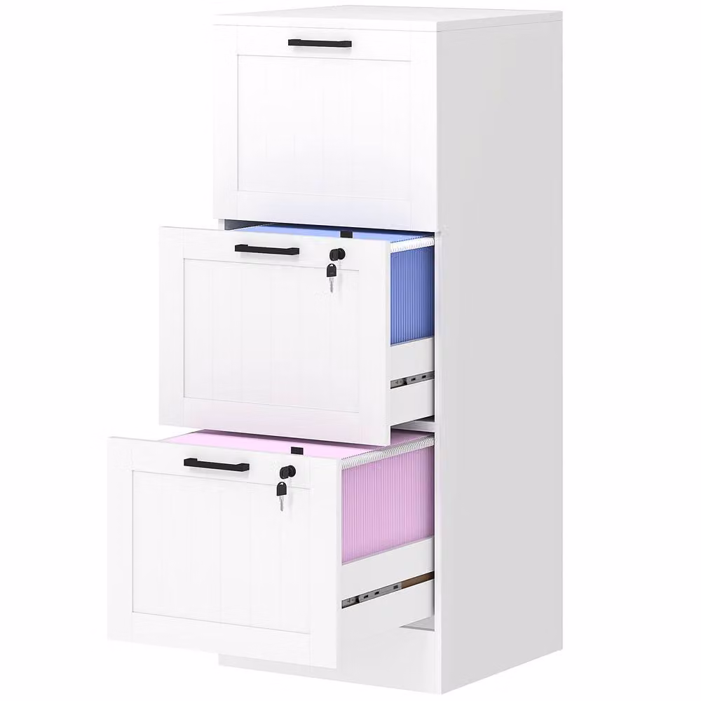 ERGOVEXA Lockable 3 Drawer Filing Cabinet in White – 2