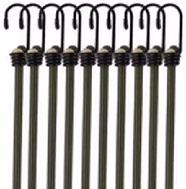 EONLION 10 Pack Heavy Duty Green Elastic Bungee Cords with Hooks, 22 cm