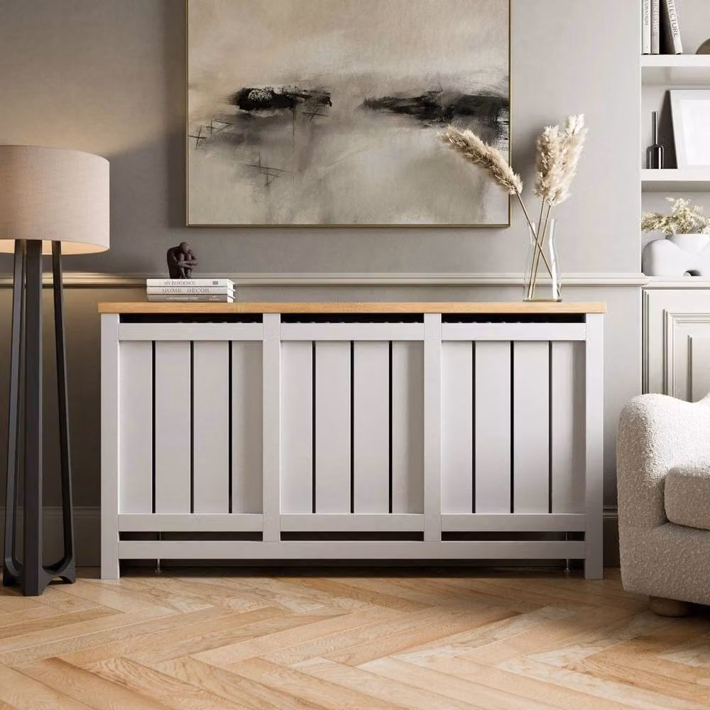 KORVIXA White Modern MDF Radiator Cover W/H: 100 x 81.5 cm – 2