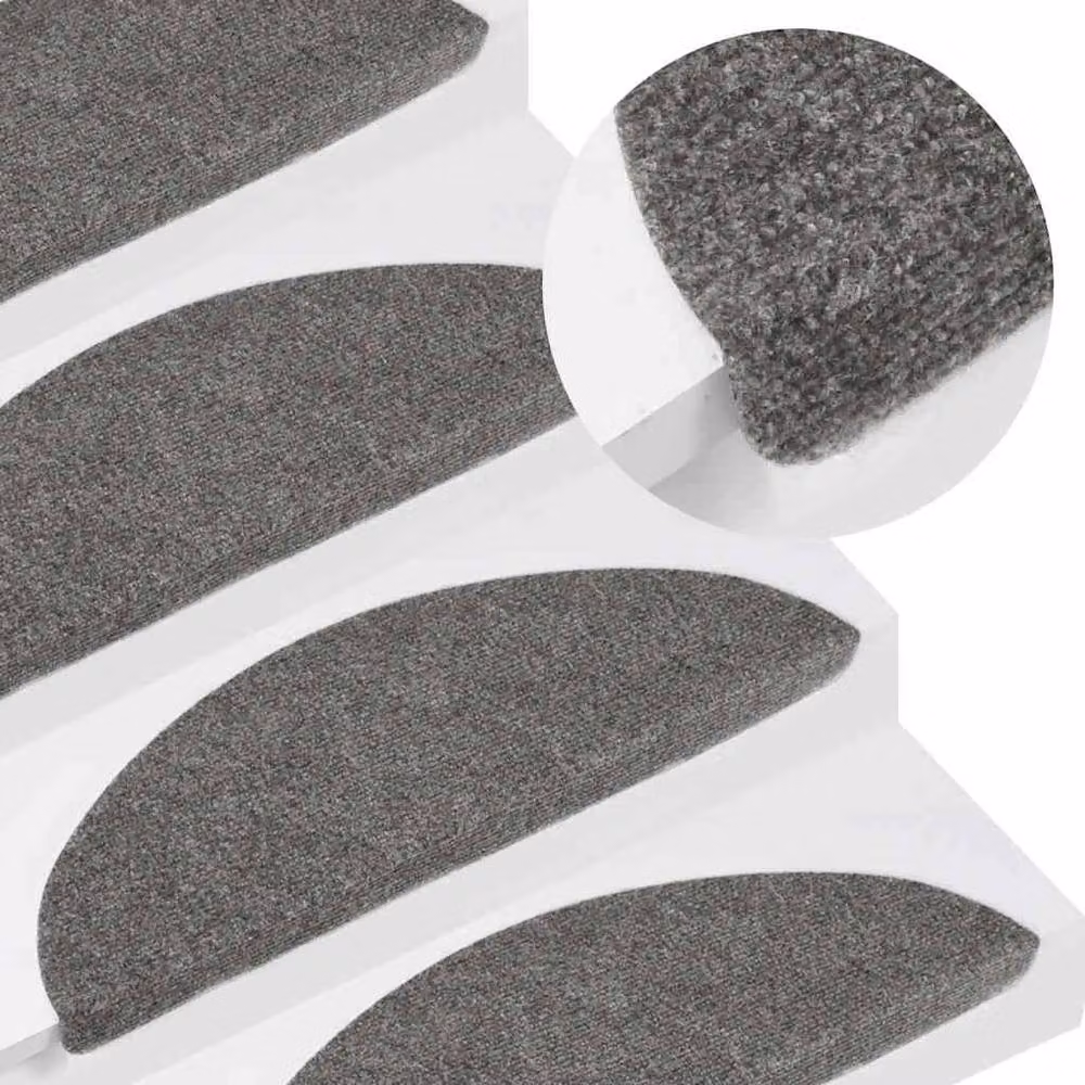 Berkfield Home Self-adhesive Stair Mats, 15 Pack, Grey, W/D/H: 56 x 17 x 3 cm – 2