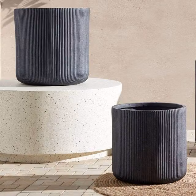 Wyld and Coco Grey Ceramic Planter Tub W/D/H: 45 x 45 x 45 cm