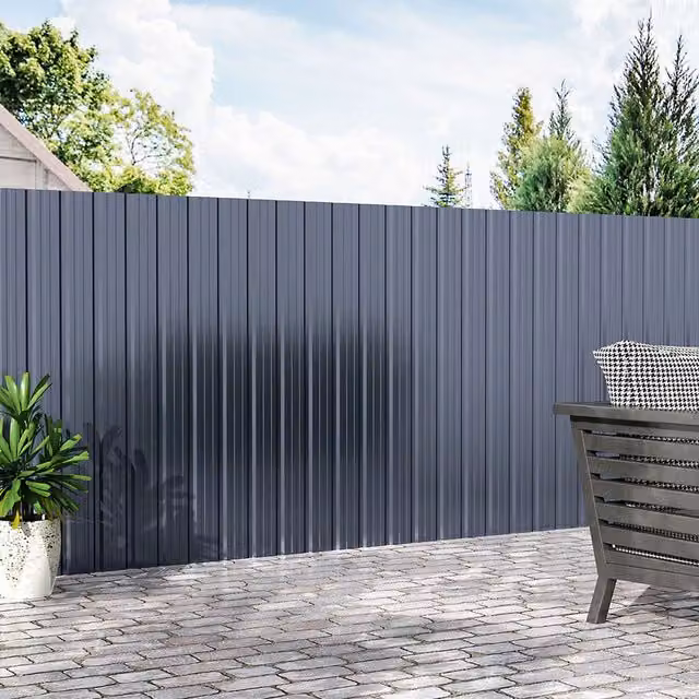 Breeins Set of 6 Grey Anthracite Corrugated Steel Panels