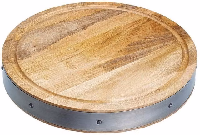 KitchenCraft Round Wooden Butcher's Block Chopping Board, Diameter: 36 cm, Brown