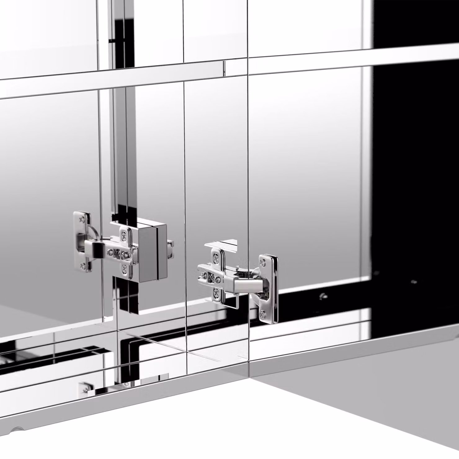 HOMCOM Wall-Mounted Modern Bathroom Cabinet with Silver Glossy Glass Doors and Mirror Storage – 5
