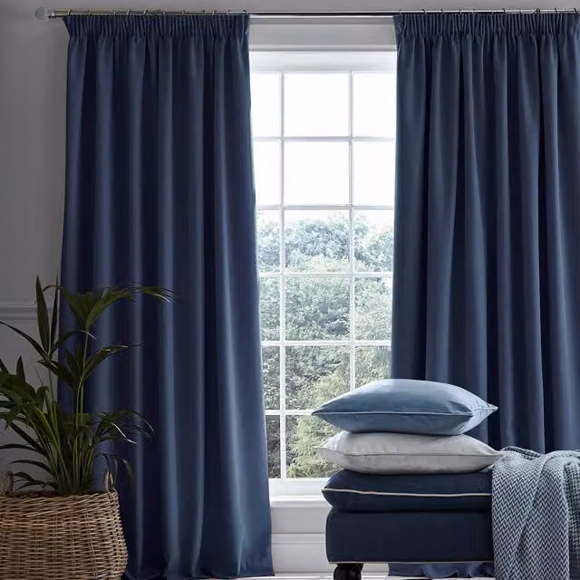 Laura Ashley Stephanie Thermal Blackout Curtains in Midnight Blue