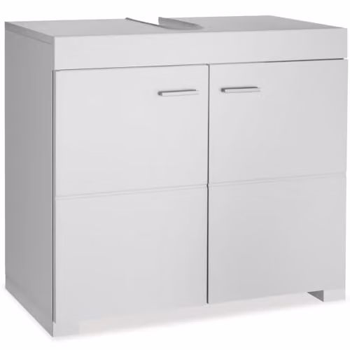 tectake Modern White Freestanding Bathroom Cabinet with Hinged Doors and Internal Shelves