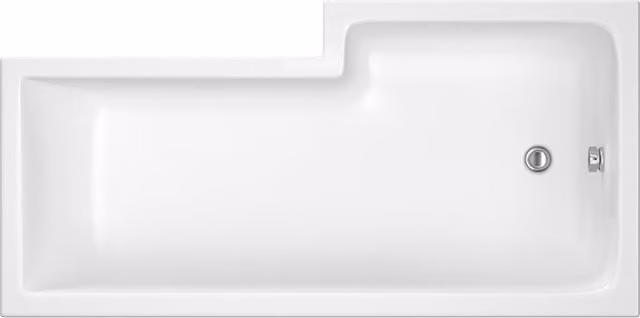 Balterley White L-Shaped Left-Hand Square Acrylic Shower Bath with Leg Set, W/D/H: 1600 x 70.5 x 40 cm – 1