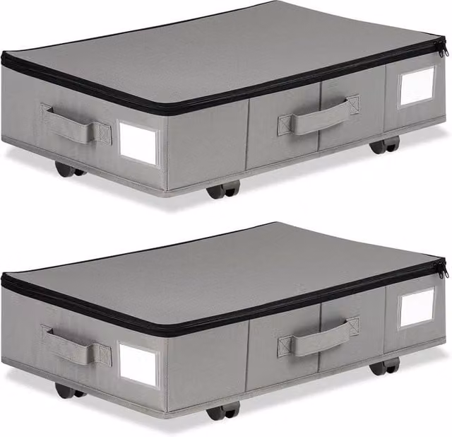 KORVIXA Foldable Underbed Storage Box in Grey, W: 80 cm – 1