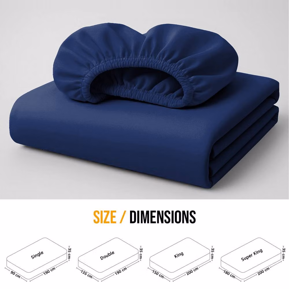 Lazzaro Home Feel the Difference Exclusive Microfibre Fitted Sheets in Navy, Super King, W/D/H: 200 x 180 x 40 cm – 5