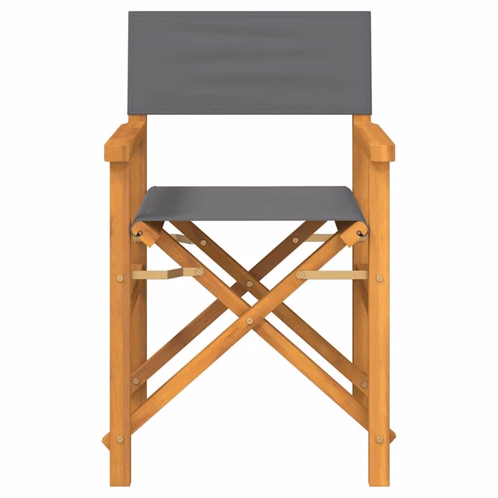 Berkfield Home Beautiful Set of 2 Grey Folding Director's Chairs in Solid Teak Wood – 4