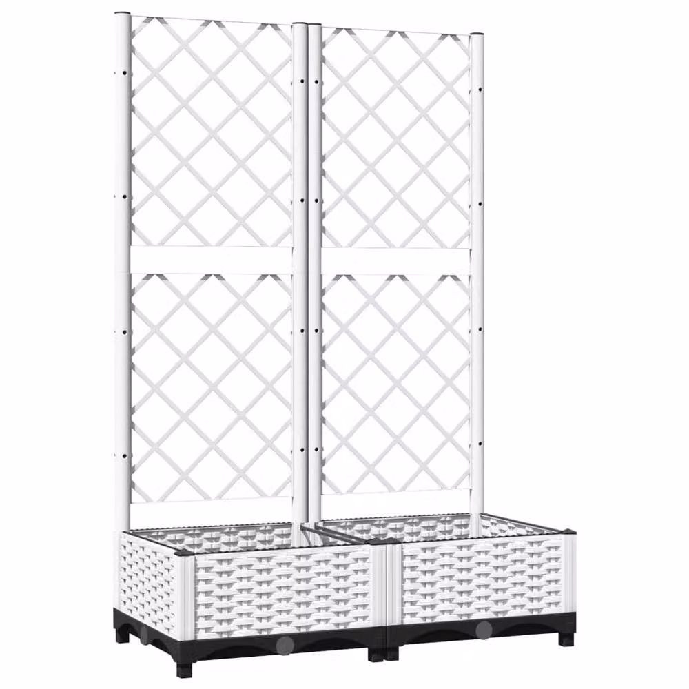 Berkfield Home Garden Planter with Trellis, White, W: 80 cm, D: 40 cm, H: 121.5 cm – 3