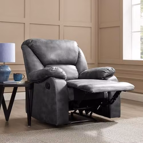 Home Detail Enoch Manual Recliner Sofa in Grey Faux Leather – 2